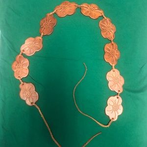 Express, tooled Leather, flower tie belt. Vintage boho! Sz small